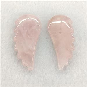 Natural Pink Rose Quartz Angel Wings Pendant, approx 20-42mm