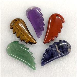 Natural Gemstone Angel Wings Pendant Mixed, approx 20-42mm