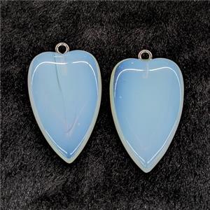 White Opalite Heart Pendant, approx 25-40mm