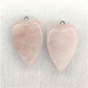 Natural Pink Rose Quartz Heart Pendant, approx 25-40mm