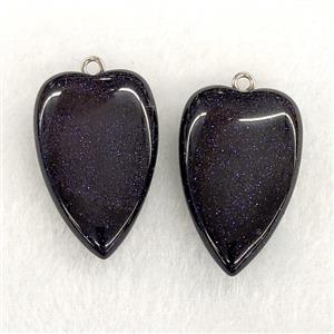 Blue Sandstone Heart Pendant, approx 25-40mm