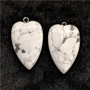 Natural White Howlite Turquoise Heart Pendant, approx 25-40mm