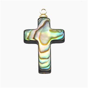 Abalone Shell Cross Pendant, approx 13-18mm