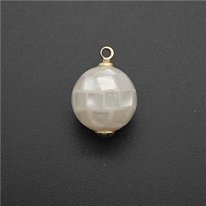 White Shell Shell Round Pendant, approx 10mm