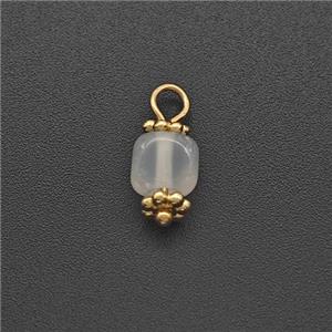 White Dye Jade Square Pendant, approx 5mm
