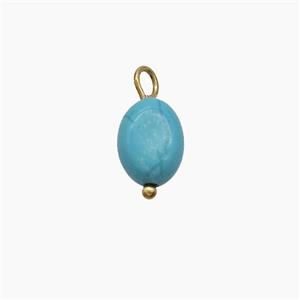 Blue Dye Howlite Oval Pendant, approx 6-8mm