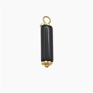 Black Obsidian Tube Pendant, approx 4-13mm