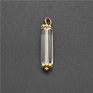 Clear Crystal Glass Tube Pendant, approx 4-13mm