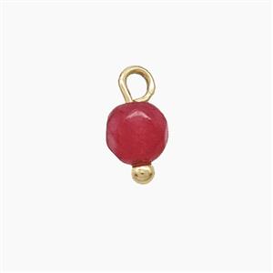 Red Dye Jade Round Pendant, approx 4mm