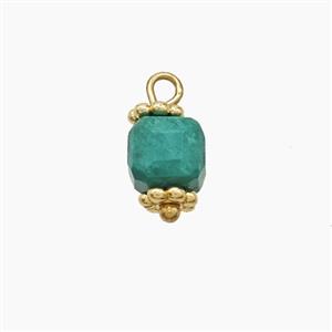 Green Amazonite Cube Pendant Copper Gold Plated, approx 5x5mm