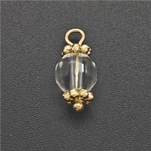 Clear Quartz Prism Pendant Copper Gold Plated, approx 6mm