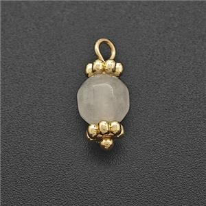 White Dye Jade Prism Pendant Copper Gold Plated, approx 6mm