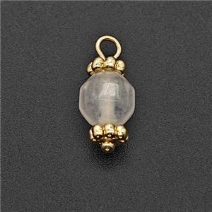 White Sponge Quartz Prism Pendant Copper Gold Plated, approx 6mm