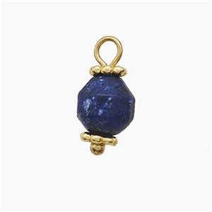 Blue Lapis Prism Pendant Copper Gold Plated, approx 6mm