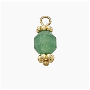 Green Dye Sponge Jade Prism Pendant Copper Gold Plated, approx 6mm