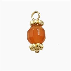 Red Dye Jade Prism Pendant Copper Gold Plated, approx 6mm