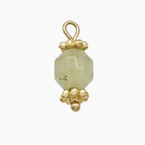 Green Dye Jade Prism Pendant Copper Gold Plated, approx 6mm