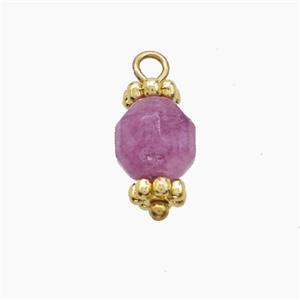 Lavender Dye Jade Prism Pendant Copper Gold Plated, approx 6mm