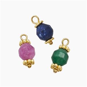 Mix Gemstone Prism Pendant Copper Gold Plated, approx 6mm