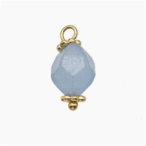 Blue Dye Jade Pendant Cut Round Copper Gold Plated, approx 8mm