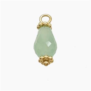 Green Aventurine Pendant Teardrop Copper Gold Plated, approx 6-9mm