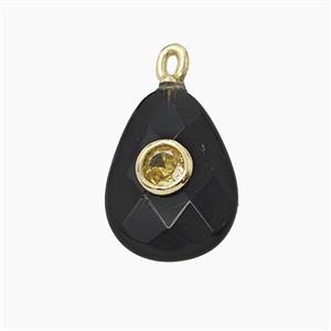 gemstone Pendant pave zircon, gold plated, approx 12-16mm