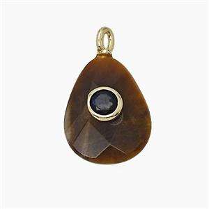 gemstone Pendant pave zircon, gold plated, approx 12-16mm