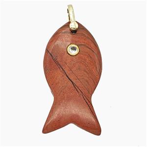 Natural Re Jasper Fish Pendant Pave Zirconia, approx 20-40mm