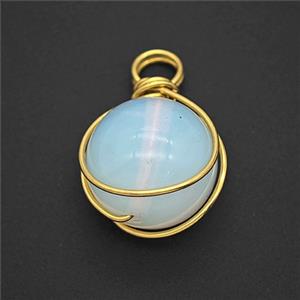 Gemstone Pendant, Platinum Plated, approx 16mm