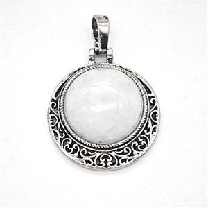 Gemstone Pendant, Platinum Plated, approx 22mm