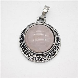 Gemstone Pendant, Antique Silver Plated, approx 22mm