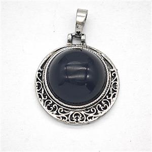 Gemstone Pendant, Antique Silver Plated, approx 22mm