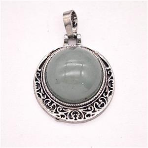 Gemstone Pendant, Antique Silver Plated, approx 22mm