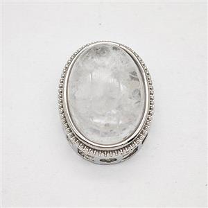 Gemstone Pendant, Antique Silver Plated, approx 17-21mm