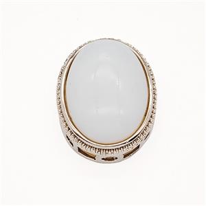 Gemstone Pendant, Antique Silver Plated, approx 19-23mm