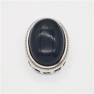 Gemstone Pendant, Antique Silver Plated, approx 19-23mm