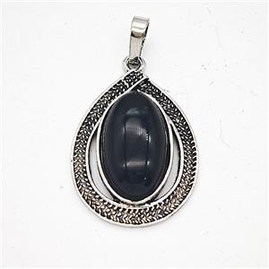 Gemstone Pendant, Antique Silver Plated, approx 20-27mm