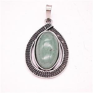 Gemstone Pendant, Antique Silver Plated, approx 20-27mm