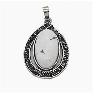 Gemstone Pendant, Antique Silver Plated, approx 20-27mm