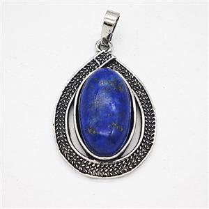 Gemstone Pendant, Antique Silver Plated, approx 20-27mm