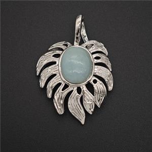 Gemstone Pendant, Antique Silver Plated, approx 20-30mm