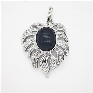 Gemstone Pendant, Antique Silver Plated, approx 20-30mm