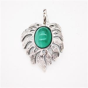 Gemstone Pendant, Antique Silver Plated, approx 20-30mm