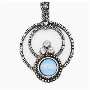 Gemstone Pendant, Antique Silver Plated, approx 35mm