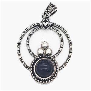 Gemstone Pendant, Antique Silver Plated, approx 35mm