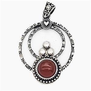 Gemstone Pendant, Antique Silver Plated, approx 35mm