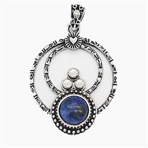Gemstone Pendant, Antique Silver Plated, approx 35mm