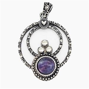 Gemstone Pendant, Antique Silver Plated, approx 35mm