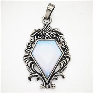 Gemstone Pendant, Antique Silver Plated, approx 25-36mm