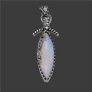 Gemstone Pendant, Antique Silver Plated, approx 20-60mm